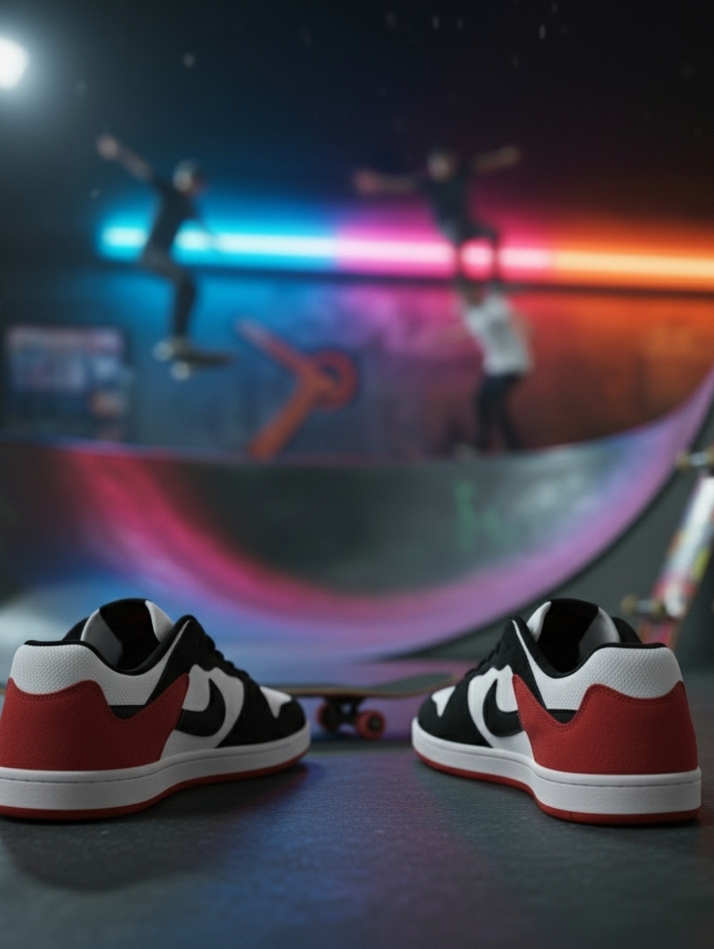 NIKE SB ALLEYOOP WHITE/BLACK/UNIVERSITY RED SKATE SHOES - Picture 3 of 11
